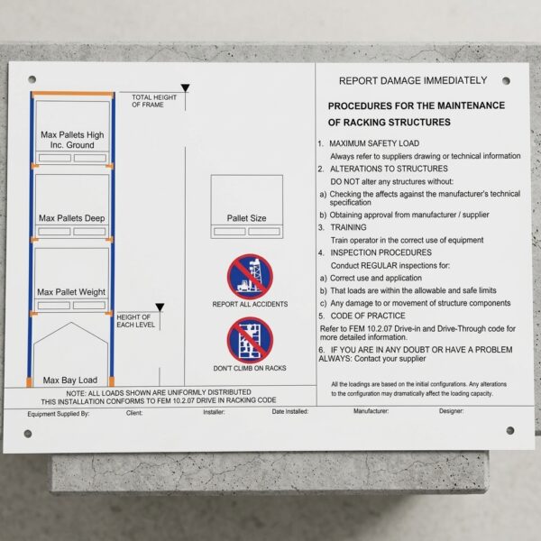 Safe Work Load Signs | Western Pallet Racking