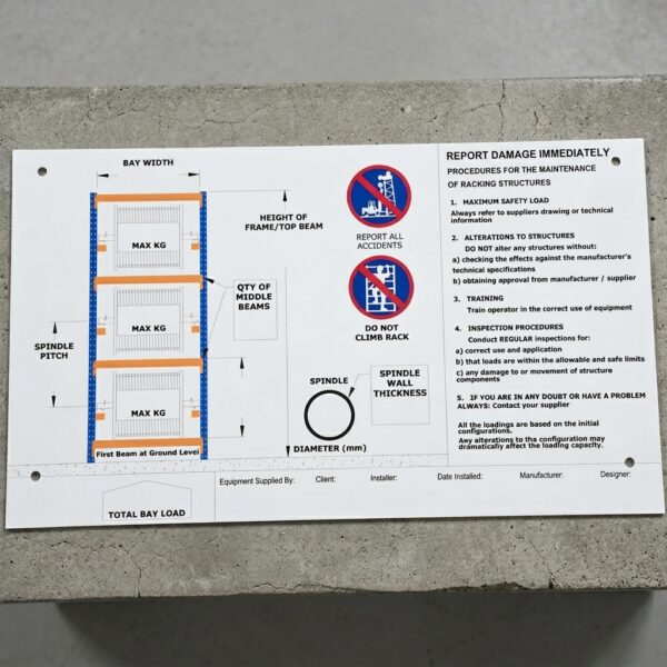 Safe Work Load Signs | Western Pallet Racking